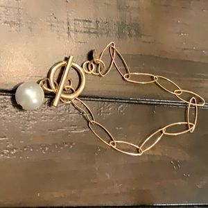 Gold & Pearl Emily Ray toggle bracelet